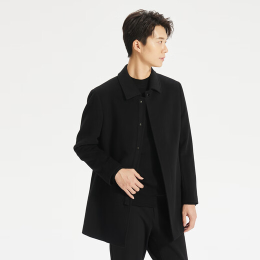 Lilang Light Fashion Herren -Kleidung [Gleiches Model im Einkaufszentrum] Wollmantel Herren Kaschmir Mischung lang Wolljacke Q4dyr509 Black L (170)