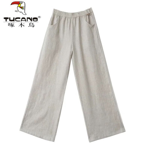 Pantalones de algodón y lino de pata de carcasa de carpintero para mujeres en verano Nuevo estilo coreano Pantalones de piso de pierna recta de moda