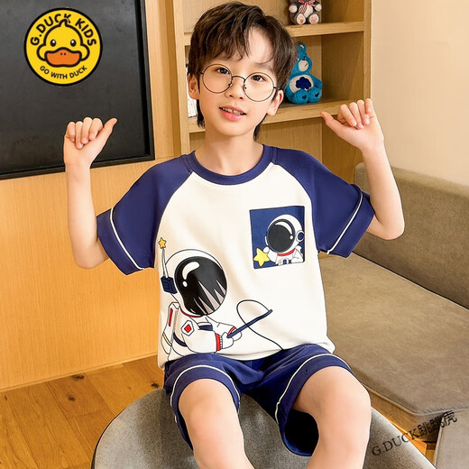 
G.DUCKKIDS little yellow duck children's pajamas boy summer short-sleeved pure cotton thin style cat and mouse medium-sized big children cartoon boy home short-sleeved cover Z6625# Kulomi 170 size 10 [suggested height 105-115cm]
