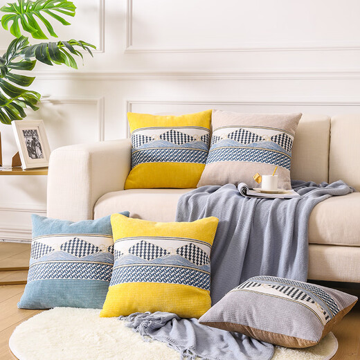 Simple modern sofa pillow with core office nap artifact pillowcase waist pillowcase bedside back cushion customization Lingbo-beige 45x45cm pillowcase + pillow core