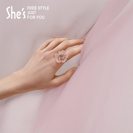 She s Akiko Barbie romantic flower acetate plate open ring light luxury high-end ring ornament birthday gift for women Symphony Purple E0