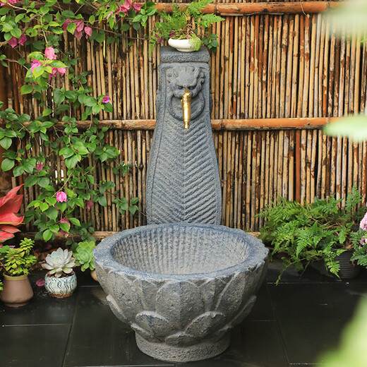 Kushifang courtyard balcony water faucet mop pool outdoor garden decoration landscaping column faucet household floor-standing mop pool Ping An Xile column water faucet without faucet