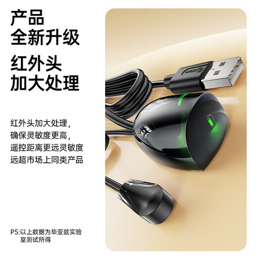 毕亚兹 机顶盒通用IR红外线电信IPTV网络盒子遥控器延长线USB口酒店宾馆KTV接收延长器 带指示灯2米