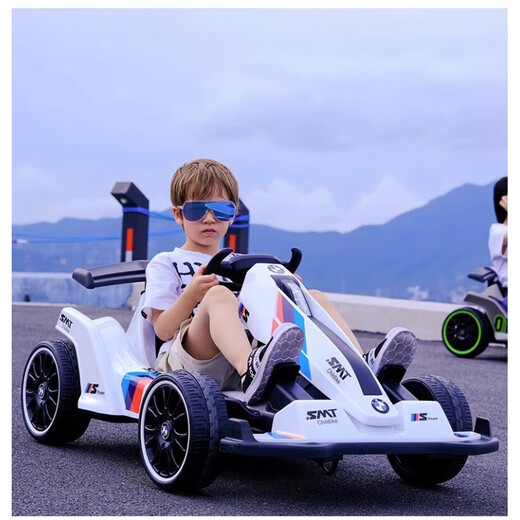 WORK BABY children's electric kart drift car toy children's remote control four-wheel stroller adult can sit adult birthday gift lightning gray + 12V battery + remote control + length adjustment