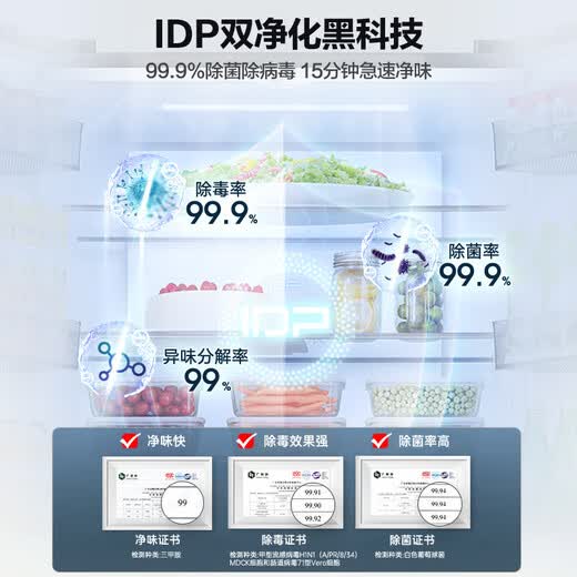 容声526L双净双系统法式多门四开门电冰箱家用一级能效风冷无霜节能大容量 IDP主动除菌BCD-526WD1MPA灰