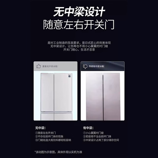 SHARP 455L original imported refrigerator sterilization and deodorization ultra-thin embedded large-capacity automatic ice making first-class energy efficiency energy-saving frequency conversion household multi-door refrigerator government subsidy 455 liters ultra-thin gleaming silver original imported SJ-MF46K-DS
