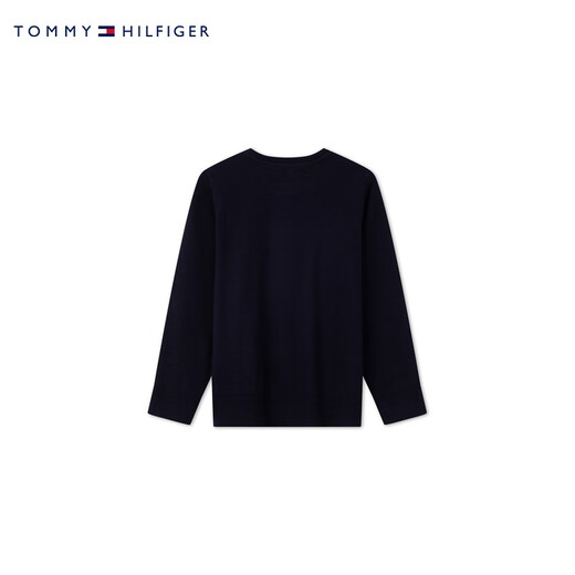 
TOMMY HILFIGER autumn and winter children's clothing for men and women with wool blended jacquard round neck inner top shirt knit sweater 12041 Navy blue 654 6/120cm