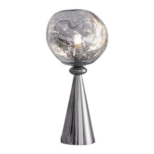 Luz de luz de noche de decoración Lámpara de escritorio de lujo Nordic Modern Simple Glass Sala de estar Lámpara de habitación Modelo de habitación M1047 Smoke Grey Botón grande Interruptor