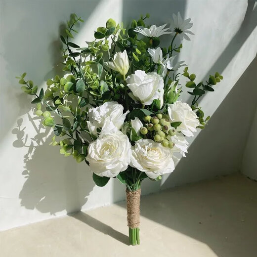 郁金香马蹄莲手捧花领证假花仿真花摄影拍照道具婚礼韩式新娘花束 HD-郁金香+铃兰花
