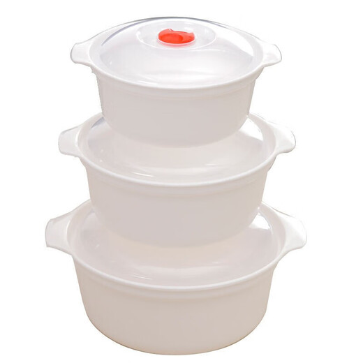Boelter microwave bowl heating special container hot rice container instant noodle bowl lunch box plastic soup bowl with lid three-piece set large + medium + small