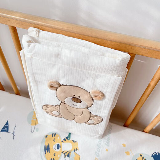 Fantasy pure cotton crib storage bag hanging bag baby bedside diaper diaper storage bedside storage cherish bear 68*32cm