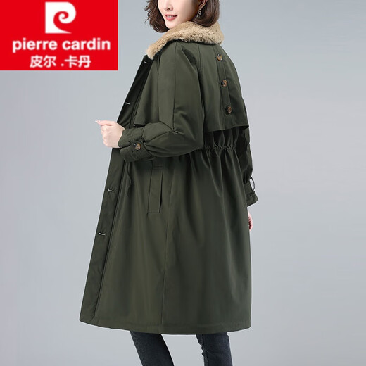 Pierre Cardin plus Velvet Coton Couter pour les femmes Mid-Longue 2025 Hiver Nouvelle parkae Coat hiver épaissis de coton épaissine Veste coton veste pour femmes Khaki xl Convient pour 120132jin [Jin est égal à 0,5 kg]