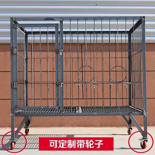 HKML dog cage medium and large size thickened reinforced angle steel welded dog farm breeding base special outdoor dog cage factory direct sale 1.2X1X1.3 meters slope roof with roof without paint
