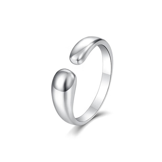Mengjinyuan Platinum Ring PT950 Water Drop Minimalist Ring Opening Adjustable Gift for Girlfriend’s Birthday