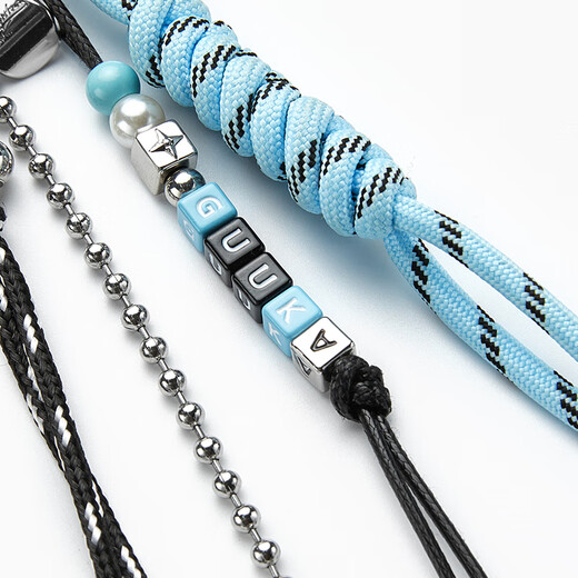 GUUKA (GUUKA) trendy and exquisite rope tie keychain, niche design 316 stainless steel bag and pants pendant versatile silver