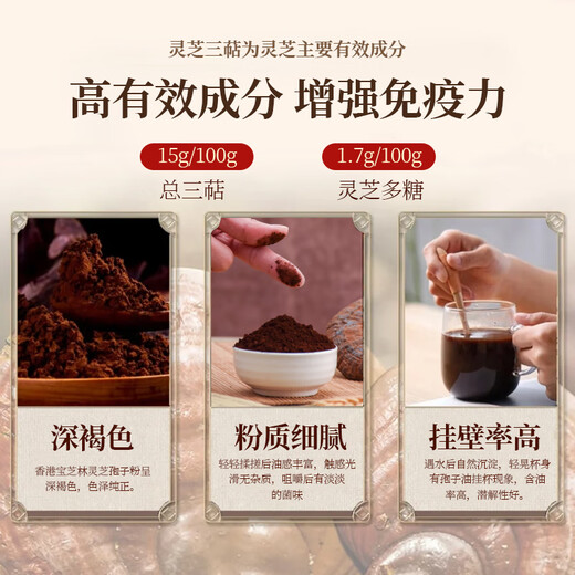 宝芝林 破壁灵芝孢子粉香港蓝帽认证增强免疫力30条/盒*2盒 4盒 120g
