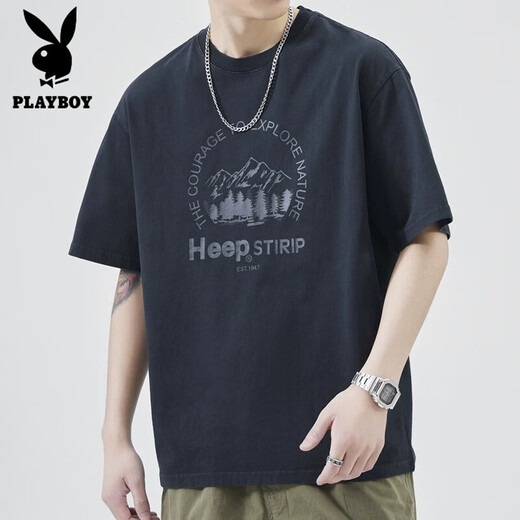 T-shirt Playboy Men Summer American American Imprimé en coton pur Coton à manches courtes Men Men de T-shirt pour hommes à manches inférieures décontractées [5008 styles] M