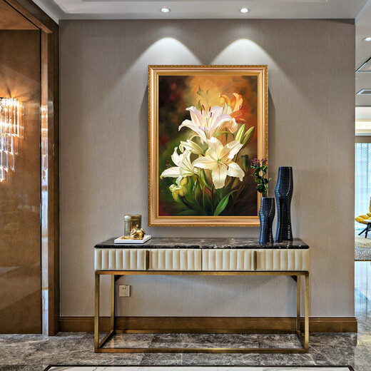 Originales Handbemalung von Kaiser Qi, einfacher leichter Luxusstil, Eingangseingang, dekoratives Malerei, Esszimmer Schlafzimmer Hängende Malerei 692 Gold Rahmen 100x150