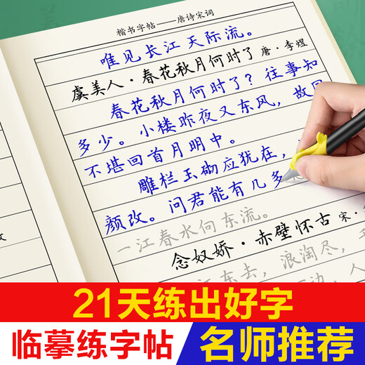 楷书练字帖楷书临慕字帖硬笔临摹字帖练字成年男楷书入门钢笔练字本大学生成年人书法诗词精选基础笔画描红练习本初学者写字帖 楷书临摹12119字）名家散文+诗歌精选+纳兰2