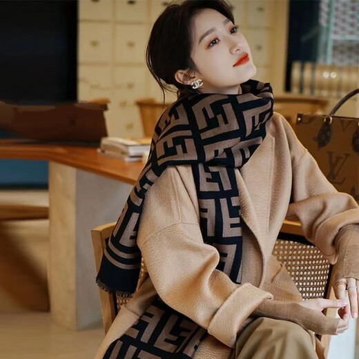 Moyi 100% Kaschmirschal für Frauen Herbst- und Winterbriefe Mutter und Tochter warmer Schal doppelseitig vielseitig und modischer Schal ff Cashmere Version