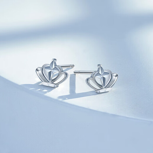 Mengjinyuan Platinum Earrings PT950 Crown Platinum Earrings as a birthday gift for your girlfriend
