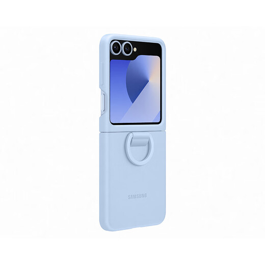 Samsung Galaxy Z Flip6/Flip7 FE original ring-style silicone protective case mobile phone case original mobile phone case multi-functional protective case light blue
