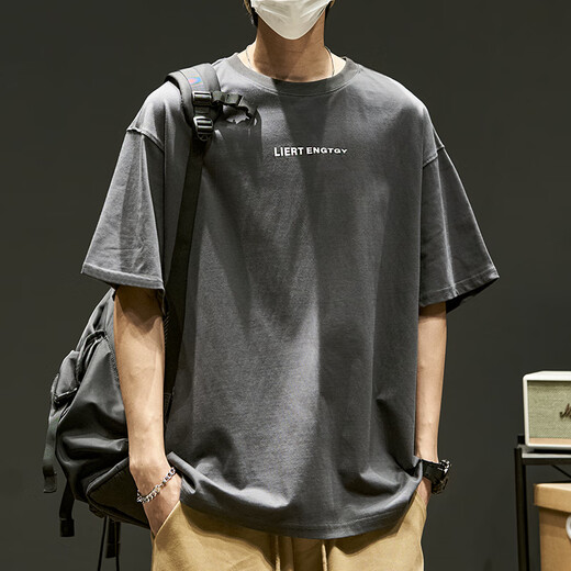 Leohan kurzärmeliges T-Shirt für Männer japanischer Einfaches Baumwoll-T-Shirt Lose Trendy und vielseitig amerikanische Casual Top Summer Green 2xl (Empfohlen 170-190jin [Jin ist gleich 0,5 kg])
