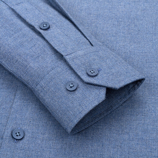 Shanshan pure cotton brushed shirt men's long-sleeved business casual young and middle-aged cotton solid color shirt men blue 42