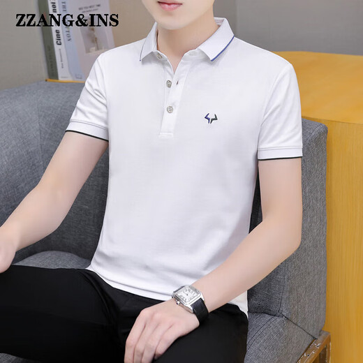 zzang&ins轻奢高端品牌短袖POLO衫男士夏季新款翻领休闲商务宽松 t恤衣服潮 681黑色 XL （建议130-140斤）