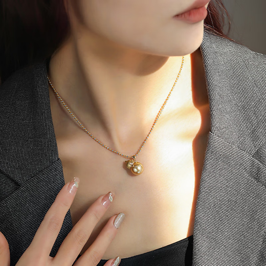 Xuanxian Fubao Deep Sea South Sea Gold Bead Pendant Gourd Design 1112mm Versatile Style Luxury Versatile Style