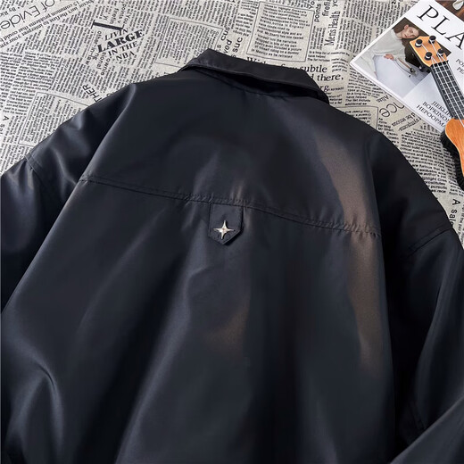 7 high-quality American trendy brand workwear bomber jackets for men in spring and autumn high street handsome trendy design loose casual jacket TMZXF-W78 black L