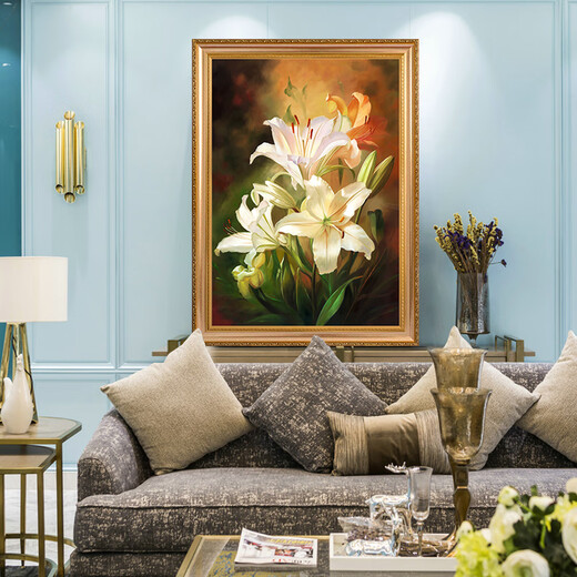 Originales Handbemalung von Kaiser Qi, einfacher leichter Luxusstil, Eingangseingang, dekoratives Malerei, Esszimmer Schlafzimmer Hängende Malerei 692 Gold Rahmen 100x150