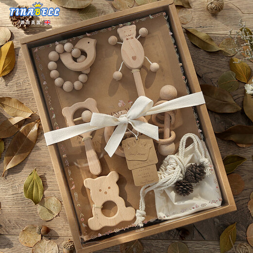 Tinabell Britische Marke Kinderspielzeug Neugeborenen Baby Komfort Geschenkbox Säuglinge und Kleinkinder Schlaf Massivholz Geburtstagsgeschenk [Babyempfehlung] verbesserte zweifarbige Spielzeuggeschenkschachtel