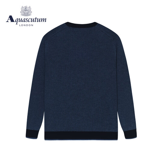 AQUASCUTUM/Yager Lion Dandong Men's Round Neck Long Sleeve Warm Wool Sweater Q4867EI1A1 Medium Blue/37 L