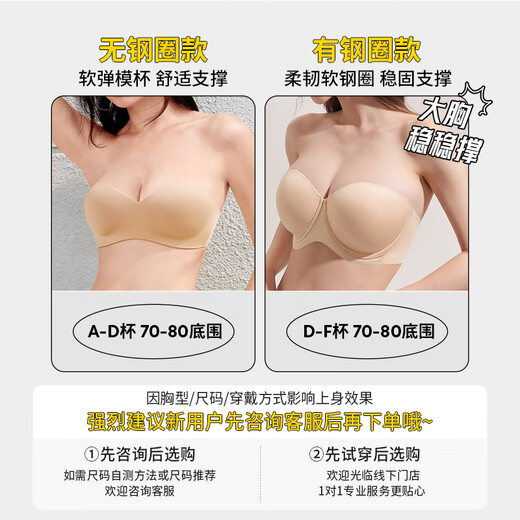 Toffee Pie Disco Cup Invisible Cup, Round and Breast-Stretching, Comfortable Foil Bra for Girls, Toffee Girl Youth Line, Original Skin Color - With Steel Ring 80E