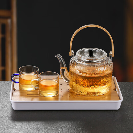 Lekali teapot glass handle kettle tea water separation tea kettle steaming electric ceramic stove can be used as a kettle around the stove to make tea tea set wheat ear handle kettle steaming double inner pot 1100ml