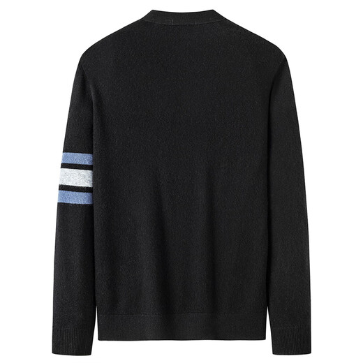 
Dancing with the wolf [100% wool] sweater for men autumn and winter fashion simple skin-friendly men's long-sleeved cardigan sweater 001 black M 170/88A