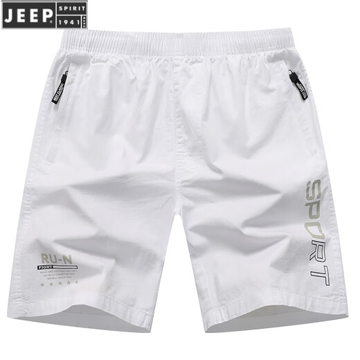 
JEEP SPIRIT men's solid color shorts men's summer sports wear casual pants cotton cropped pants trendy beach pants 9227 dark blue XL