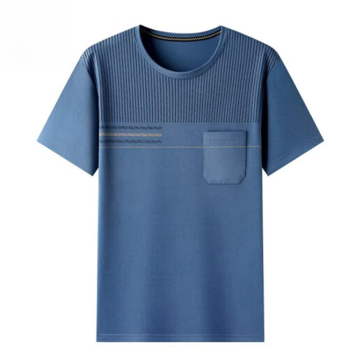 MRJEYSXS summer loose round neck half-sleeved shirt daddy top short-sleeved T-shirt middle-aged and elderly pocket ice silk quick-drying leisure half Hulan 691 M 165 Recommended 90-118 Jin [Jin equals 0.5 kg]