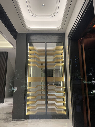 Double modern stainless steel constant temperature red wine cabinet custom white wine display cabinet cigar cabinet commercial villa wine cellar red bronze white wine cabinet