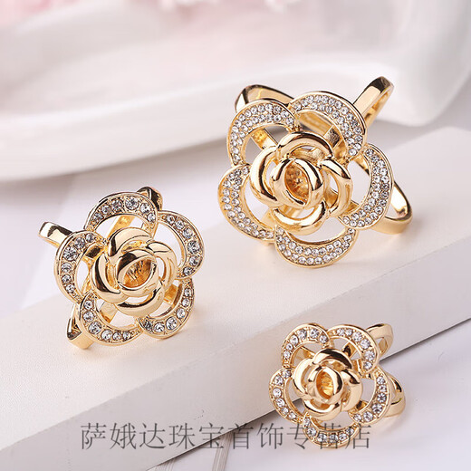 KERLA embellished coat belt with knotted buckle silk scarf buckle elegant rose small square scarf multi-functional large golden rose three-piece set