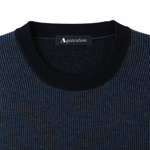 AQUASCUTUM/Yager Lion Dandong Men's Round Neck Long Sleeve Warm Wool Sweater Q4867EI1A1 Medium Blue/37 L