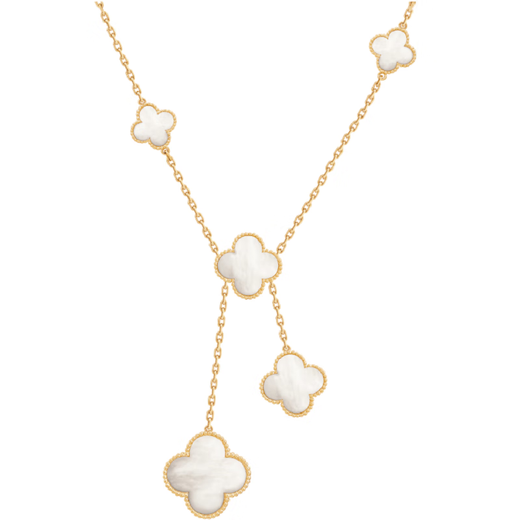 Fat Donglai same style 18K gold four-leaf clover necklace for women 18K rose gold pendant six-flower long sweater red tiger eye stone six-flower rose gold