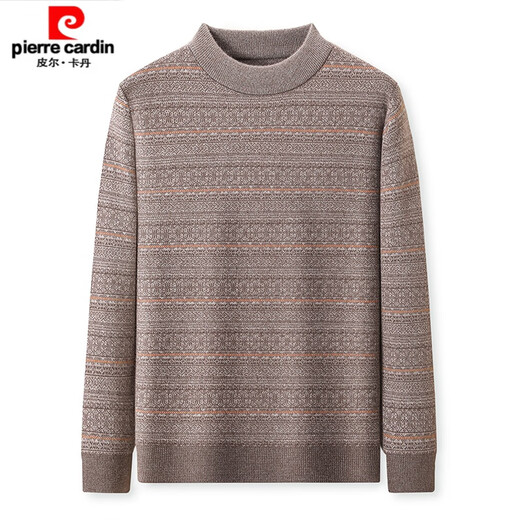 
Pier Cardin pure sweater men's thickened winter new middle-aged half-high neck striped sweater warm knitted sweater autumn clothes 15832 camel color 170/L recommended 115-135Jin [Jin equals 0.5 kg]