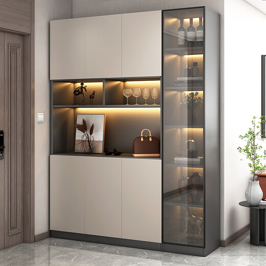 Gabinete de calzado de entrada de entrada de Yu Meng Xindi Integrado con la pared Gabinete de almacenamiento de puertas para el hogar Moderno Luz simple Gabinete de vino de lujo Gabinete lateral de comedor 12240*40*200