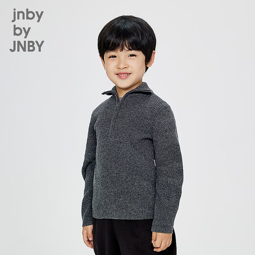 
jnby by JNBY Jiangnan cloth children's clothing wool pullover sweater thin needle single-sided autumn and winter boys and girls children 1OA310140 021/charcoal ash 110cm