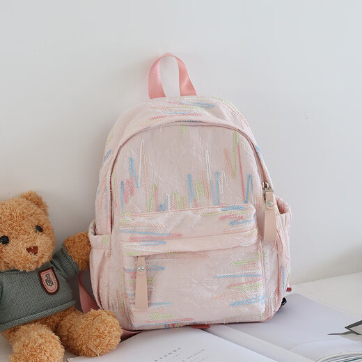 木丁丁日系ins风百搭旅游双肩包小型女 大学生轻便妈咪包迷你背包小书包 可爱双肩包【粉色小号不带挂件】