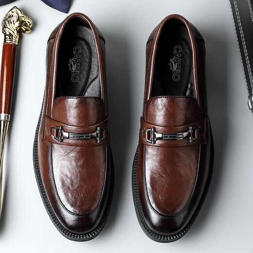 Cartelo Casual Leather Shoes для мужчин Cowhide Business Men Shoes Sipe Sole -Sole -Hoolable Men's Loafers 9893 Brown 40