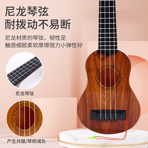 Ukulele Small Guitar Guitar Guitar Toys Girls and Boys Boyners puede tocar instrumentos musicales Violin Uklili 44 cm (agujero redondo) Color de madera [Give Away Song, dial