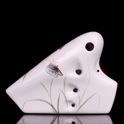 风雅陶笛（FENG YA OCARINA）风雅陶笛手绘三管中音C陶笛 演奏级三管AC 宽音域 三管荷花【后开孔】